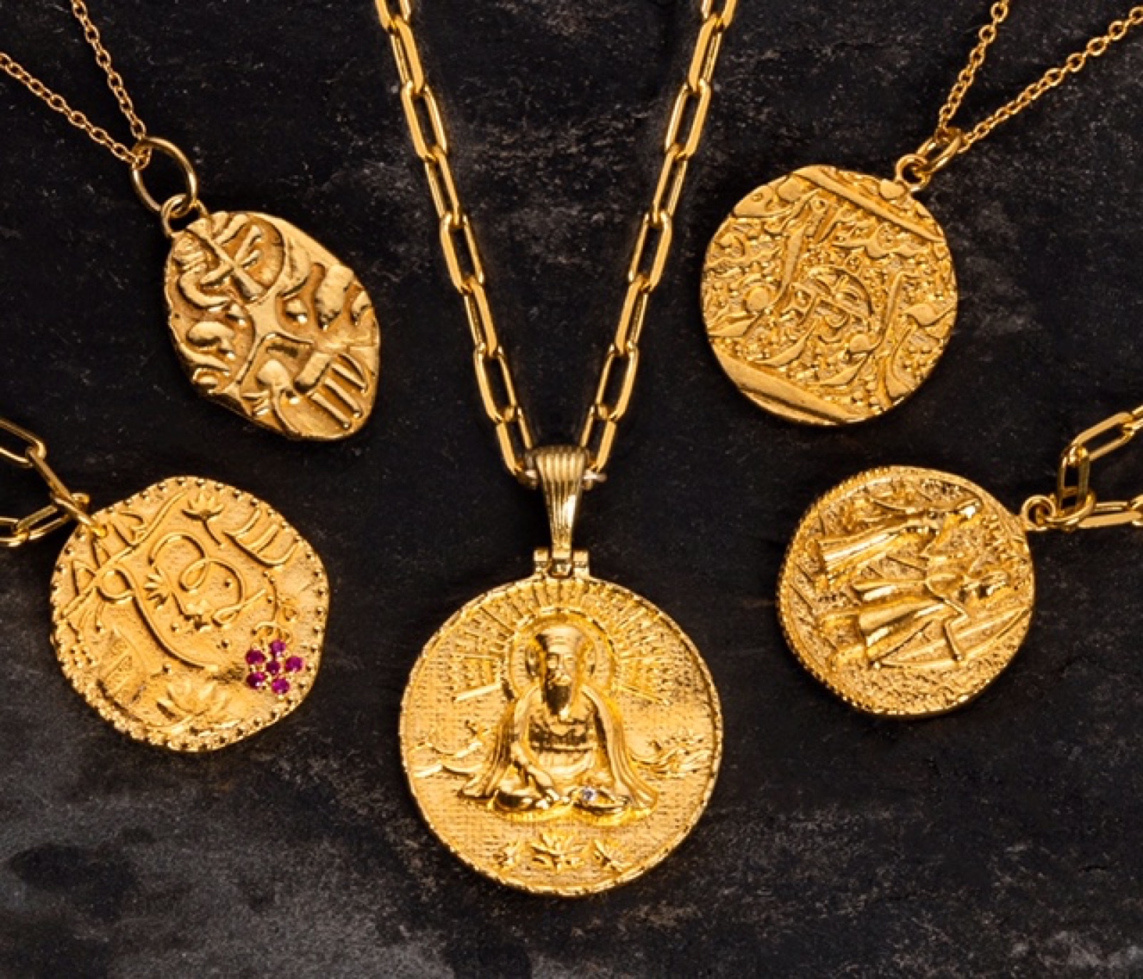 SOHAVI gold coin talisman necklaces