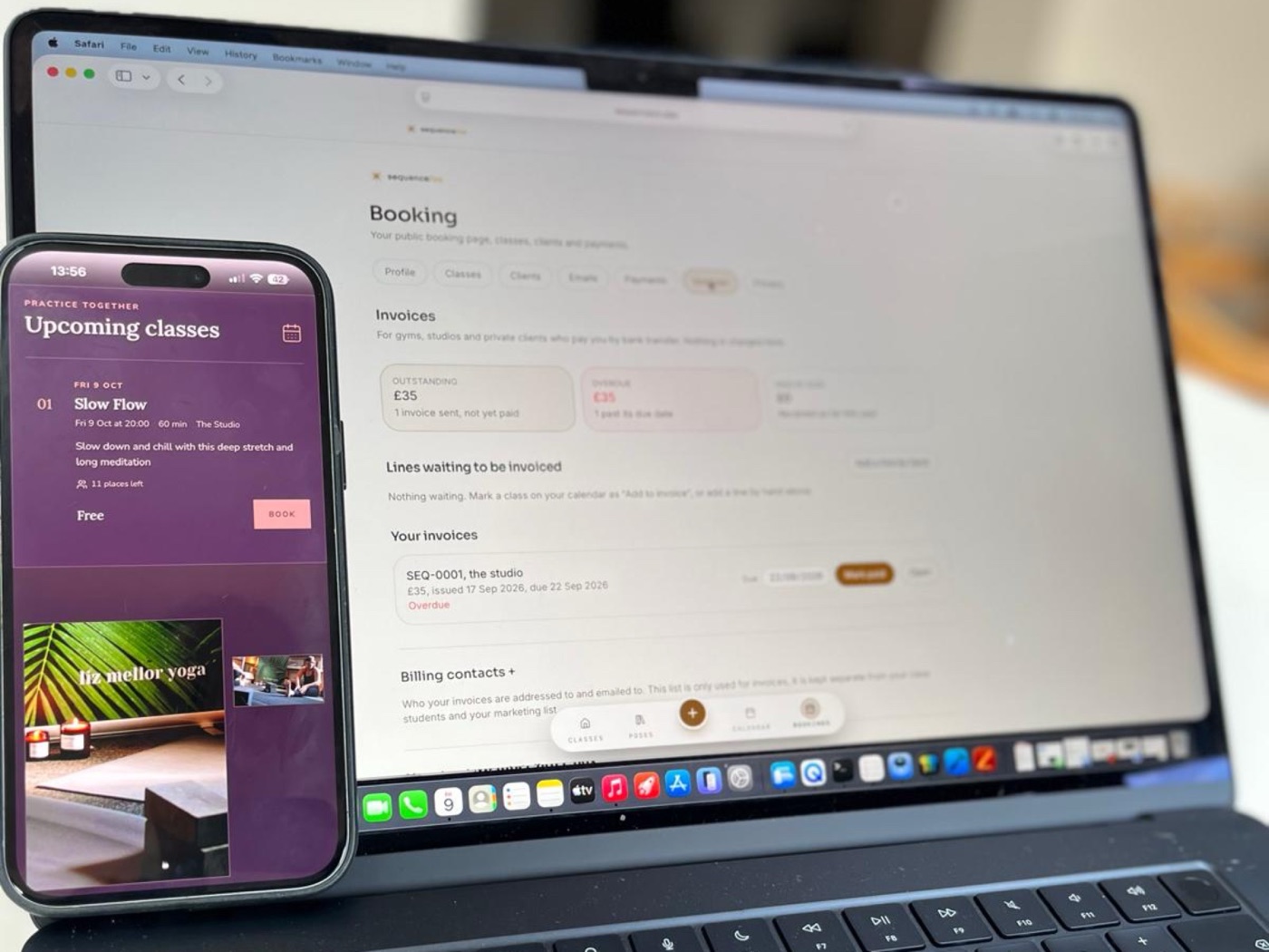 Bookings, invoicing and client management in Sequence/OS